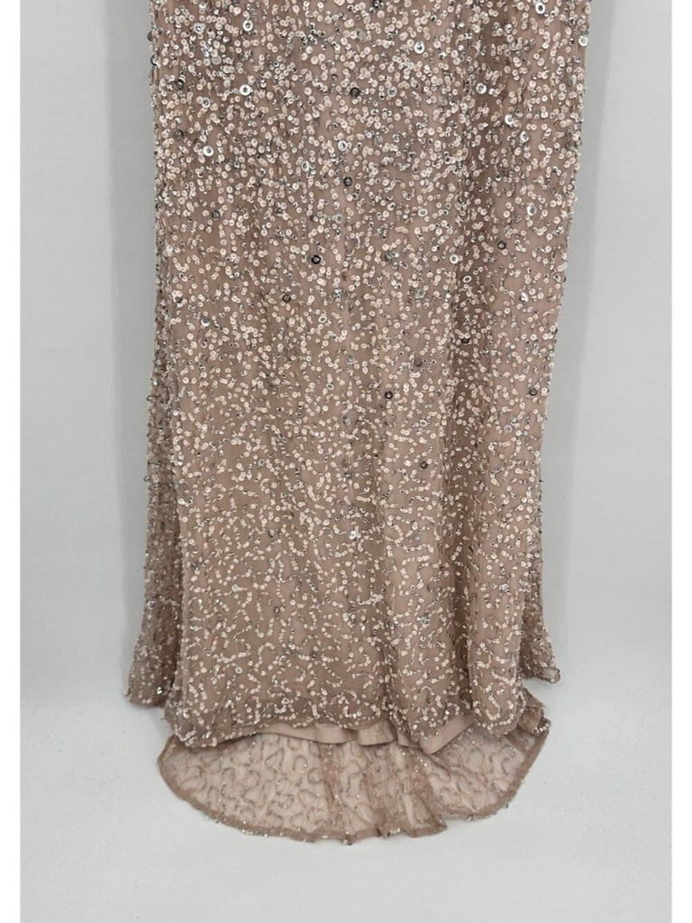 ADRIANNA PAPELL dress gown blush pink sequins 10 formal old Hollywood glamour - Picture 5 of 11